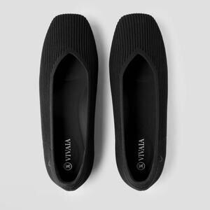 Vivaia Square Toe V Cut Flats (Margot 2.0) Size 41.5 Black